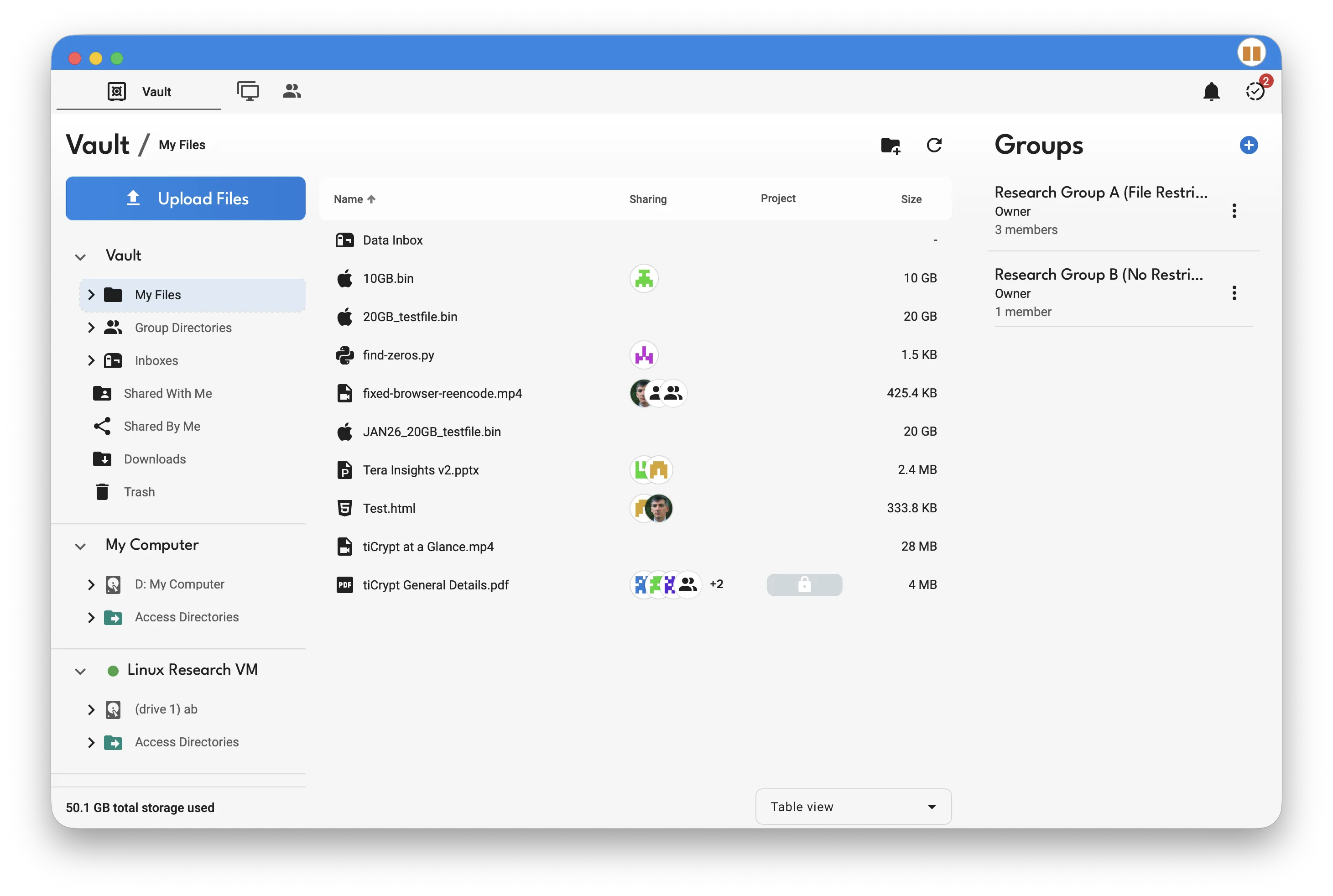 tiCrypt Vault -- light mode