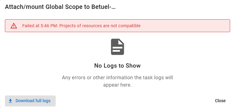 Error projects resources not compatible to attach drive to VM